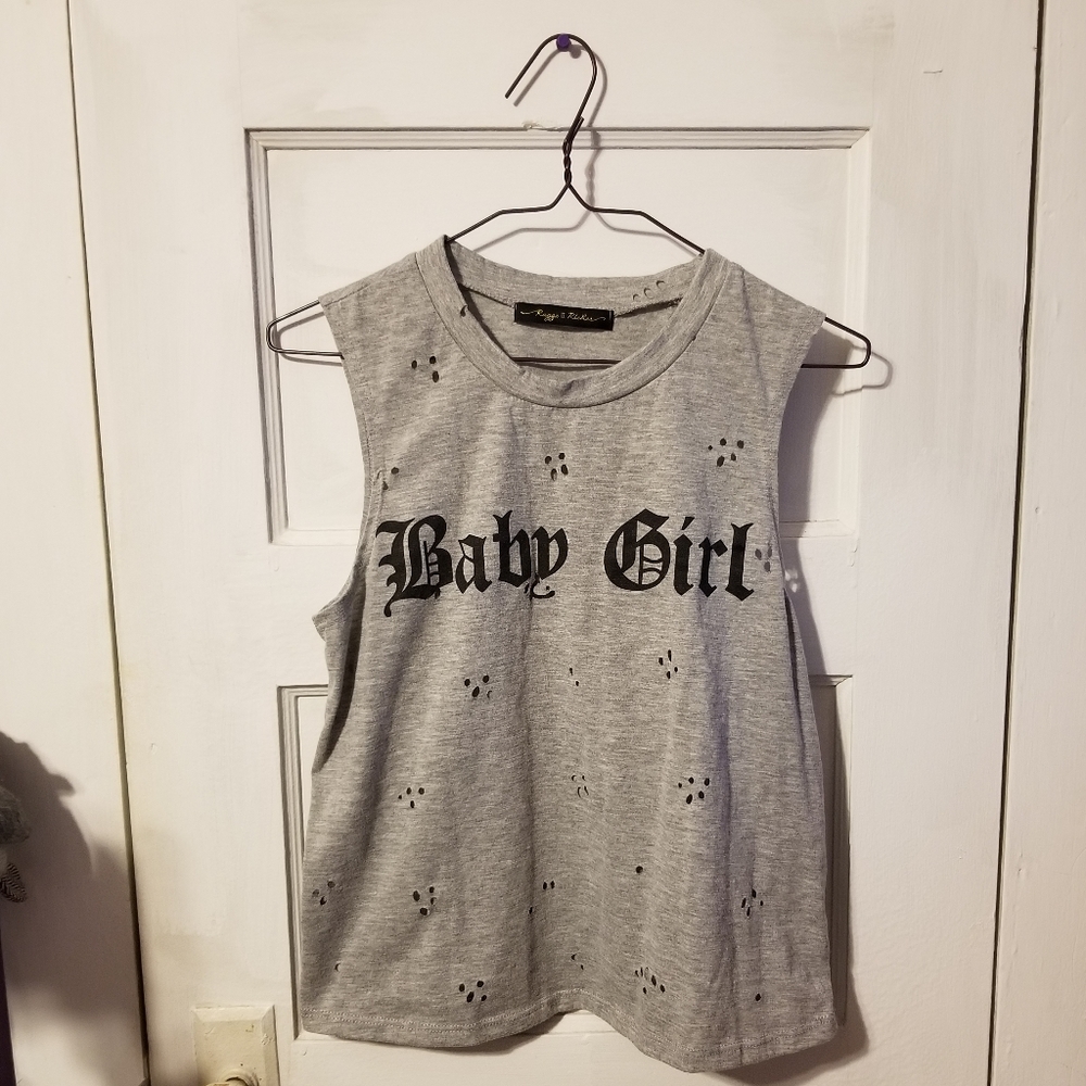 Raggs 2 Riches "Baby Girl" Gray Sleeveless Shirt
